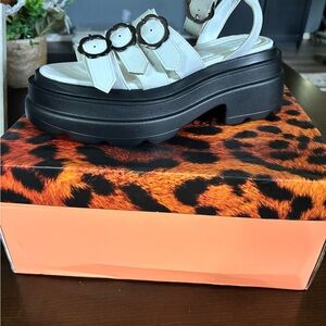 Stylish Black and White Platform Sandals